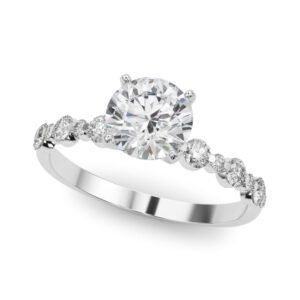 Single Shared-Prong Alternating Round-Sized Engagement Ring