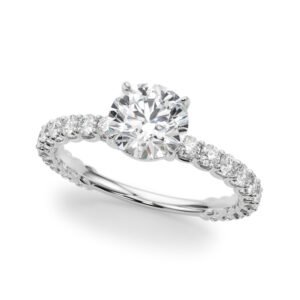 Single Row Shared Prong Trellis Engagement Ring