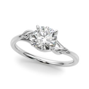 Floral Solitaire Round Engagement Ring