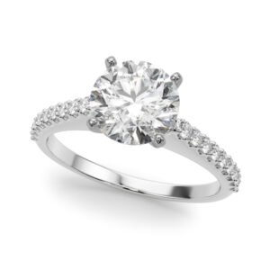 Single Row Shared Prong Engagement Ring