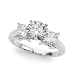 Three Stone Princess Cut Engagement Ring