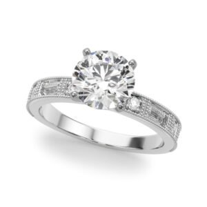 Alternating Round & Baguette Stackable Engagement Rings