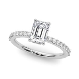 Hidden Halo Emerald Cut Engagement Ring