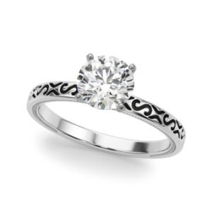 Vintage Style S-Carved Engagement Ring