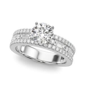 Multirow Round & Baguette Engagement Ring