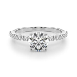 Single Row Shared Prong Engagement Ring