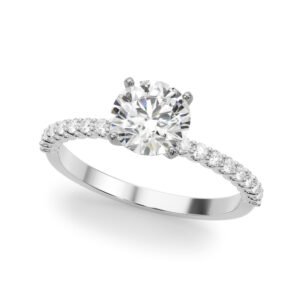 Single Row Shared Prong Engagement Ring