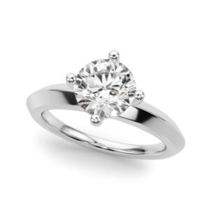 Solitaire Knife Edge Round Engagement Ring