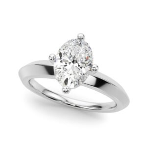 Solitaire Knife Edge Oval Engagement Ring