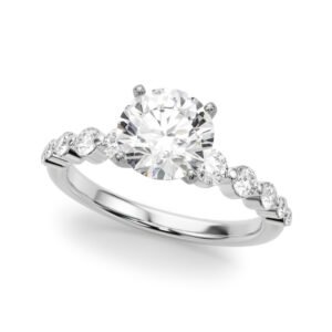 Single Row Single Shared Prong Engagement Ring