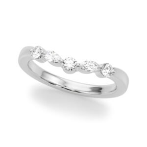 Alternating Round & Marquise Curved Wedding Band