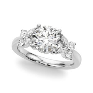 Floral Round Engagement Ring