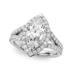 Split Shank Marquise Halo Engagement Ring