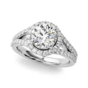 Split Shank Round Halo Engagement Ring