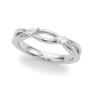 Crossing Diamond Wedding Band