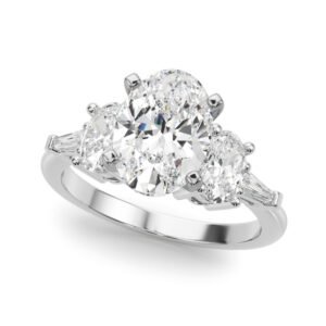 Tapered Baguette & Oval Accented Engagement Ring