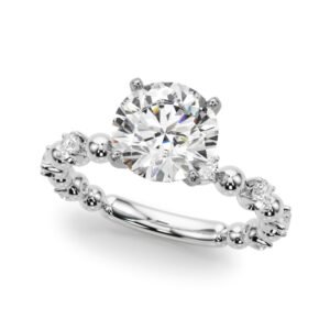 Alternating Bead & Diamond Engagement Ring