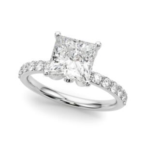Floral Princess Cut Engagement Ring