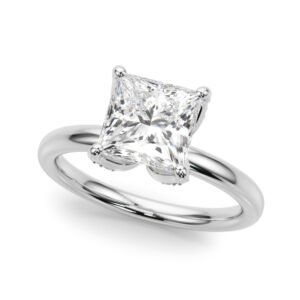 Floral Princess Cut Engagement Ring