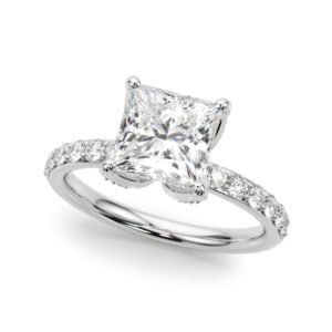 Floral Princess Cut Engagement Ring
