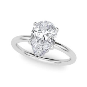Pear Shaped Hidden Halo Engagement Ring