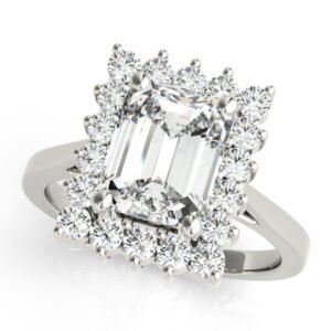 Solitaire Halo Emerald-Cut Engagement Rings
