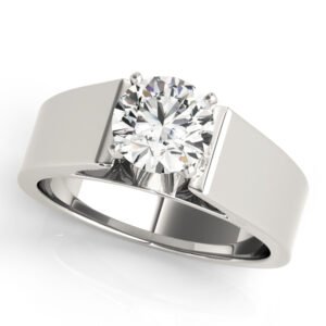 Wide Cathedral Solitaire Engagement Ring