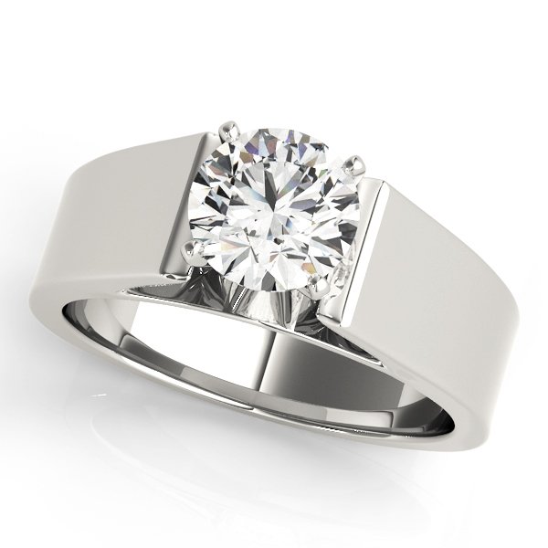 Wide Cathedral Solitaire Engagement Ring
