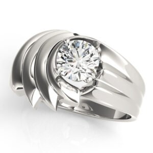 Swirl Solitaire Wide Engagement Ring