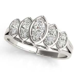 Bezel Set Marquise Shape Wedding Band