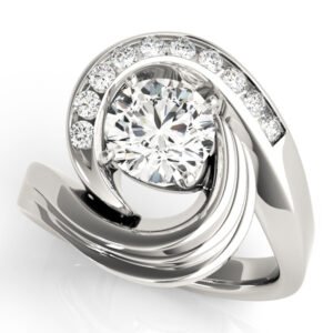 Channel Set Swirl Solitaire Engagement Ring