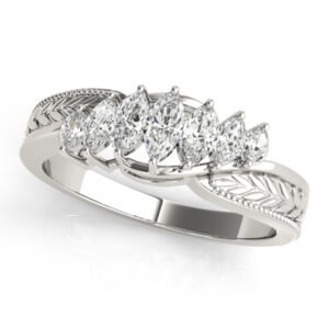 Nature Inspired Filigree Milgrain Marquise Shape Wedding Bands