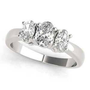 3-Stone Accented Oval Shape Engagement Rings