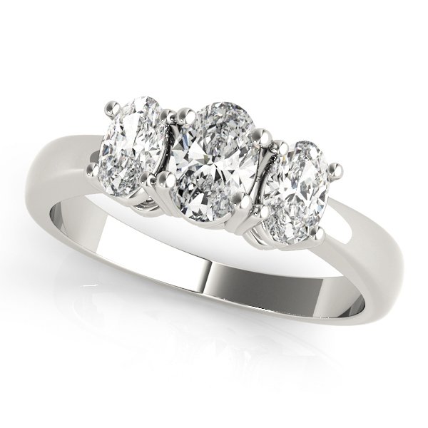 3-Stone Accented Oval Shape Engagement Rings