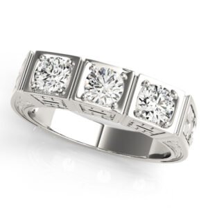 3-Stone Cluster Prong Engagement Ring