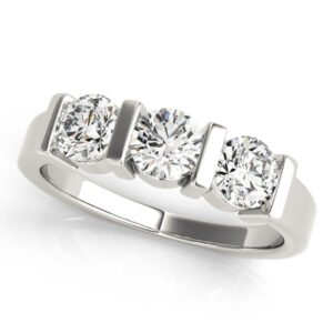 3-Stone Bar Set Round Engagement Ring