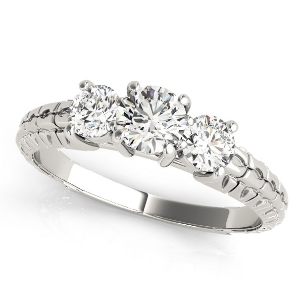 3-Stone Filigree Round Engagement Ring