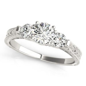 3-Stone Round Filigree Engagement Ring