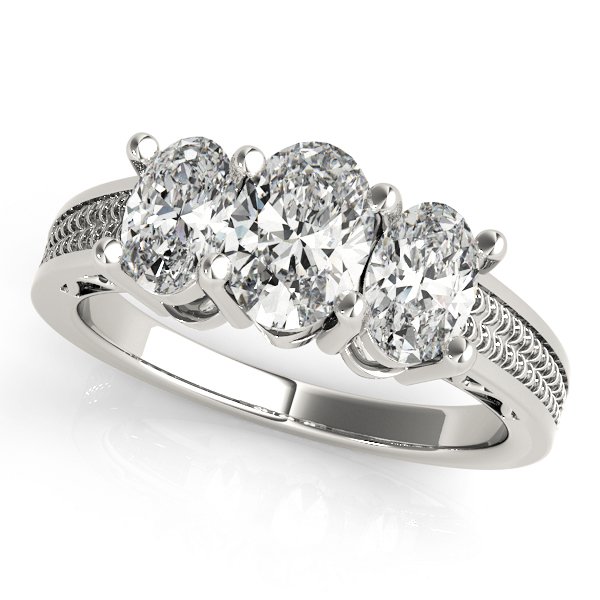3-Stone Filigree Oval-Cut Engagement Ring