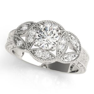 Vintage Bezel Set Milgrain Engagement Ring