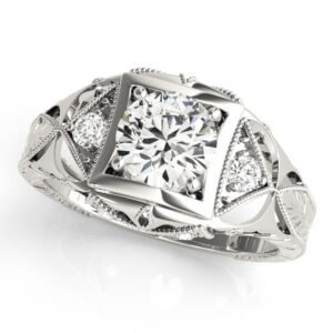Vintage Inspired Engraved Filigree Engagement Ring
