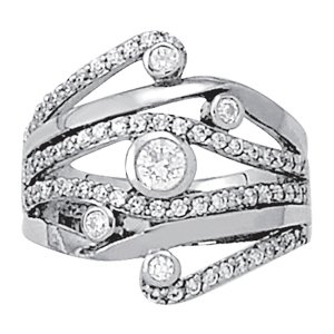 Multirow Split Shank Bezel Set Fashion Rings