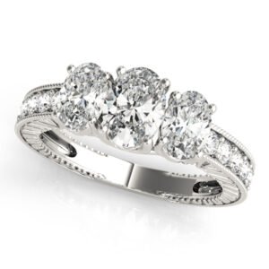 Antique 3-Stone Trellis Oval Engagement Ring