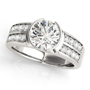 Multirow Half-Bezel Engagement Ring