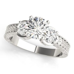 3-Stone Antique Inspired Filigree Engagement Ring