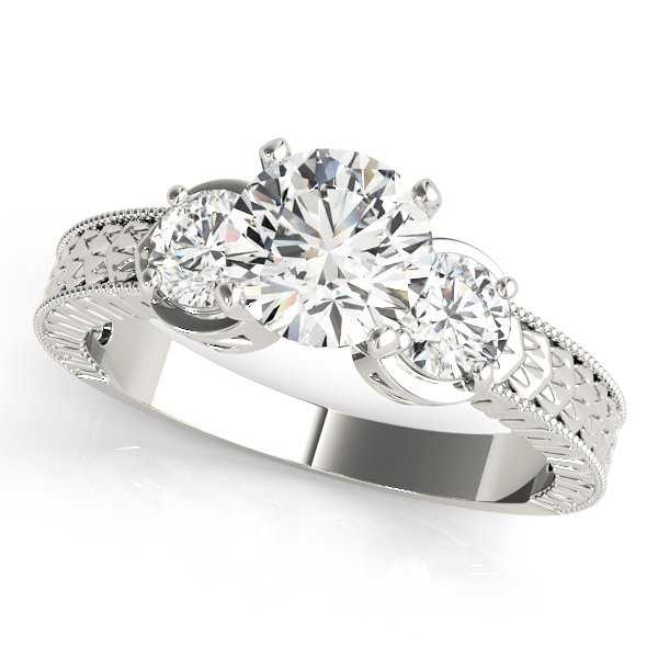 3-Stone Antique Inspired Filigree Engagement Ring
