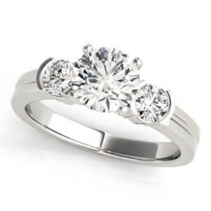 3-Stone Half Bezel Round Engagement Ring