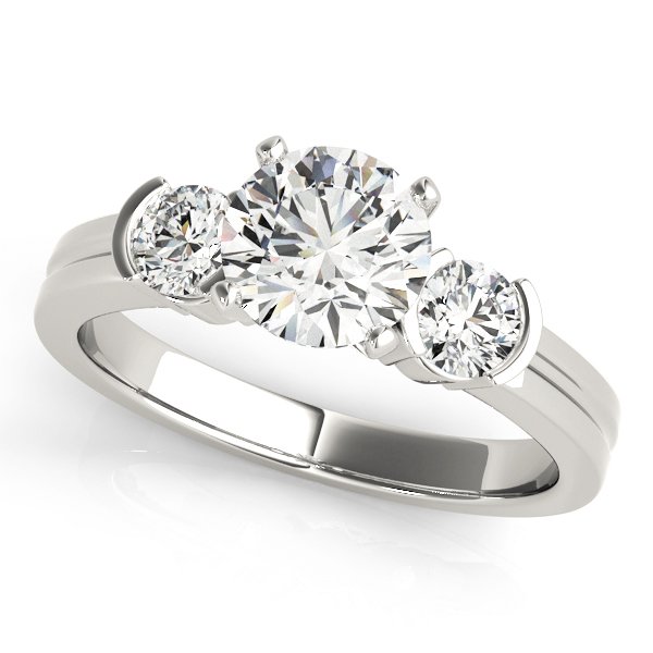 3-Stone Half Bezel Round Engagement Ring