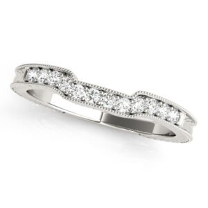 Antique Style Filigree Mailgrain Curved Wedding Rings