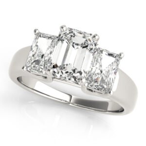 3-Stone Emerald Cut Trellis Engagement Ring